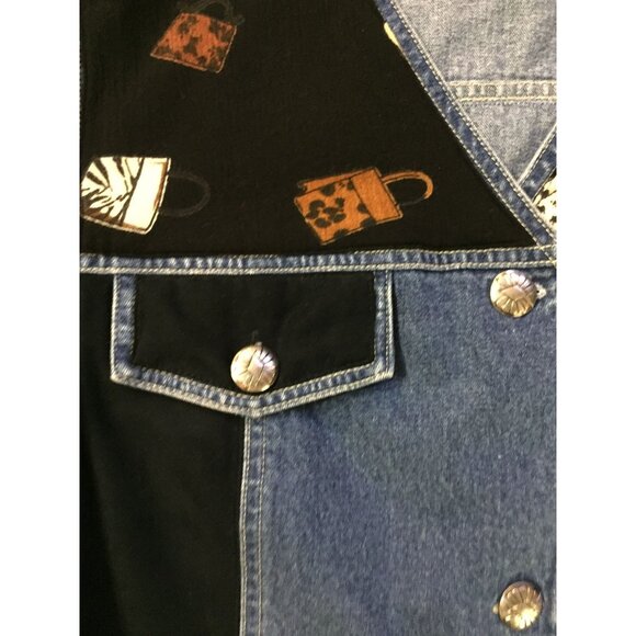 Stonebridge Denim Vest Womens XL Purse Print Western Button Front Used - Picture 15 of 16